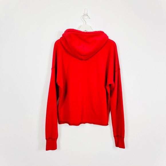 Abercrombie & Fitch Red Raw Hem Hooded Sweatshirt - Picture 2 of 5